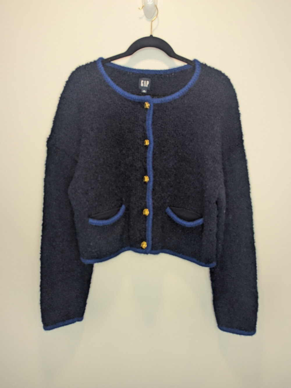 Gap Women's Boucle Cropped Sweater Jacket Preppy Minimalist Chic Classy Medium